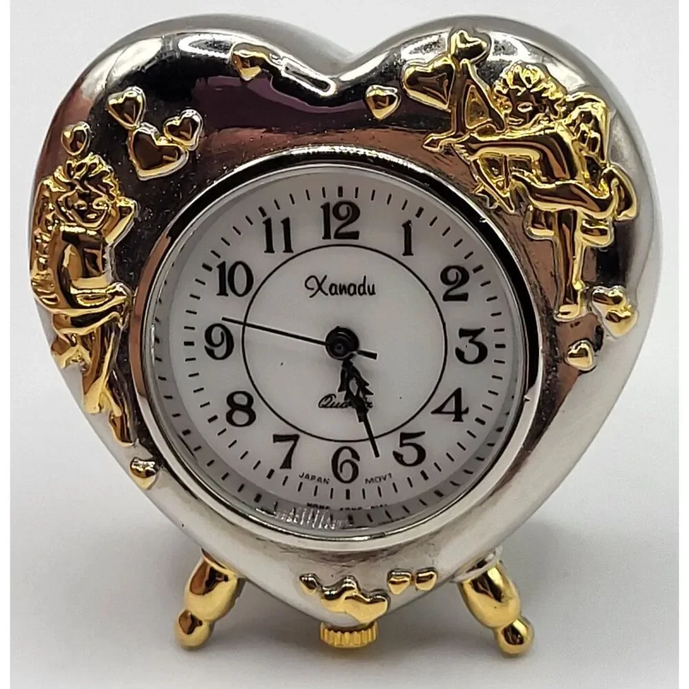 Xanadu Miniature Heart Desk Clock Cupid Valentine's 1.5in